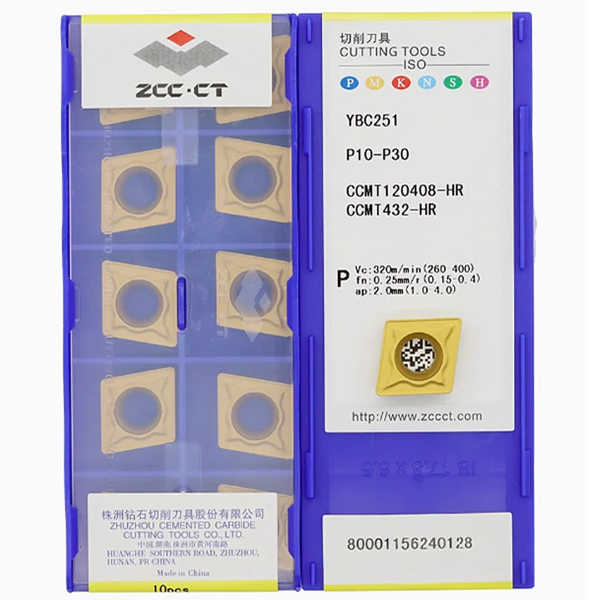 

CCMT120408-HR YBC251/CCMT120408-HR YBC252/CCMT120408-HR YBC351/CCMT120408-HR YBM251 ZCC.CT CNC carbide turning inserts 10pcs/box