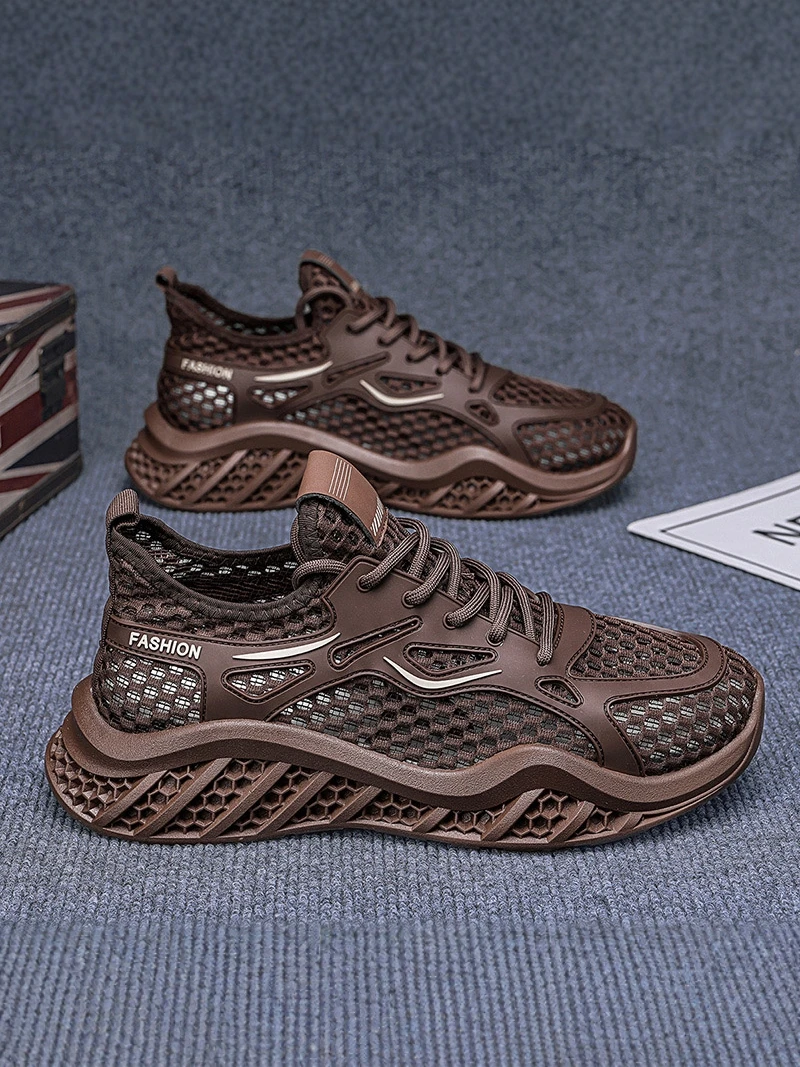 

Men's Breathable Lightweight Sports Shoes Summer Thin Mesh Anti-slip Casual Air Conditioning Shoes Large Eyelets Lightweight