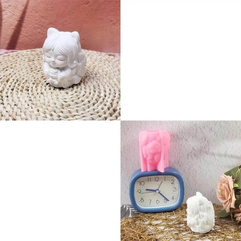 72XE Nine Tailed Foxes Girl Shaped Decoration Mold Silicone Ornament Making Mould Gypsum Adorment Mould Jewelry Crafting Tool