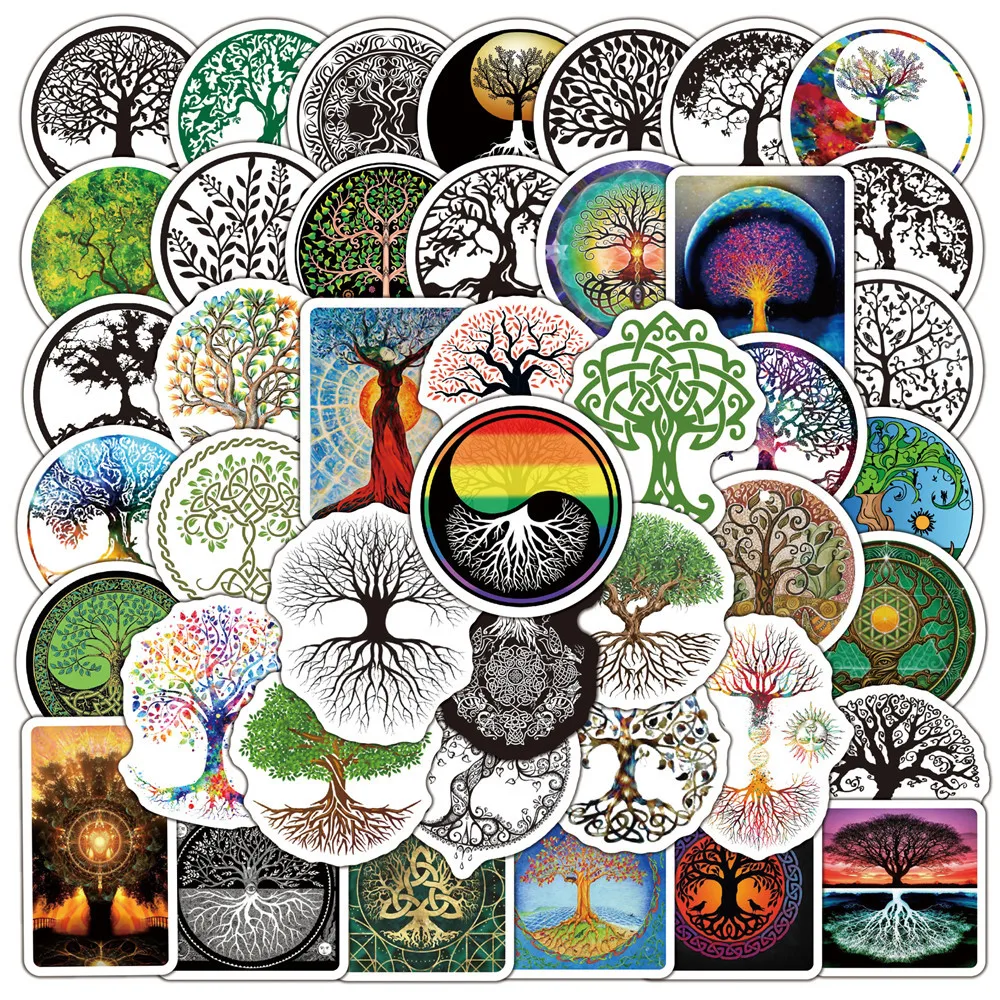 50Pcs Retro Viking Tree of Life Totem Series Graffiti Stickers Suitable for Laptop Helmets Desktop Decoration DIY Stickers Toys