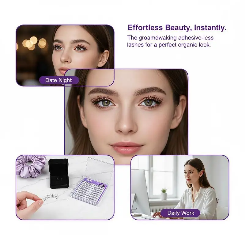 Glue Free False Eyelashes Stylish Solar System Print Long Thick Waterproof Reusable Fake Eyelashes for All Occasions