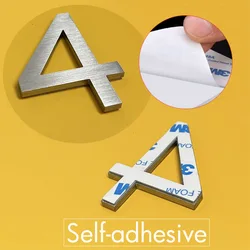 60mm Stainless Steel Number Stickers 0 To 9 Metal Self-adhesive Arabic Number Signs House Numbers For Doors Mailboxes Lockers