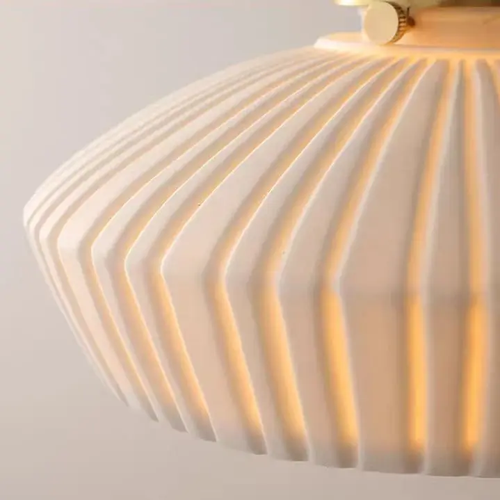 

White Ceramic Pendant Lamp Brass Suspension Light Hotel Store Bar Cafe Living Bedroom Porch Porcelain Hanging Ceiling Chandelier