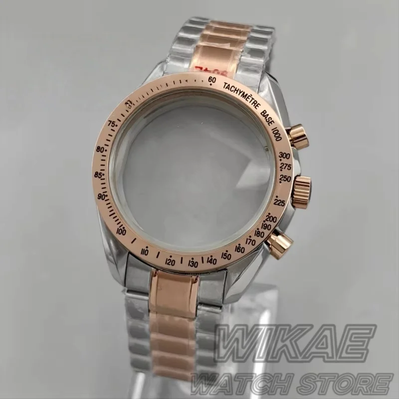 40mm Luxury Two Tone Rose Gold VK63 Chronograph Watch Case Stainless Steel Strap Fit VK63 VK64 Quartz Movement Watch Accessories