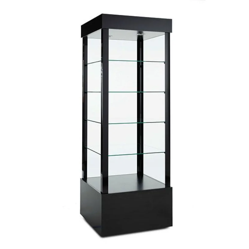 custom.KEWAY Custom Glass Display Cabinet with 4 Adjustable Shelves Retail Store Display Vitrine With Light Glass Showcase