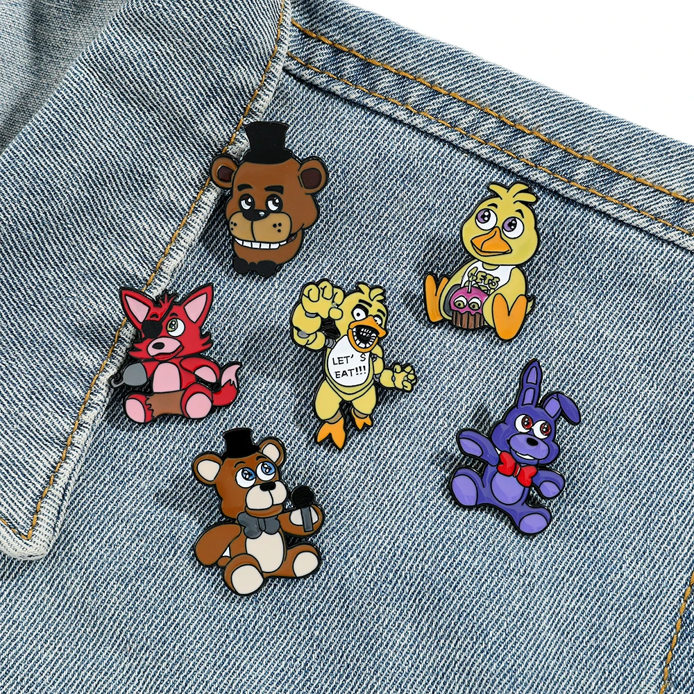 Five Night's At Freddy Badges Cartoon Anime FNAF Enamel Lapel Pins Brow Bear Fox Cute Brooches for Backpack Decoration Jewelry