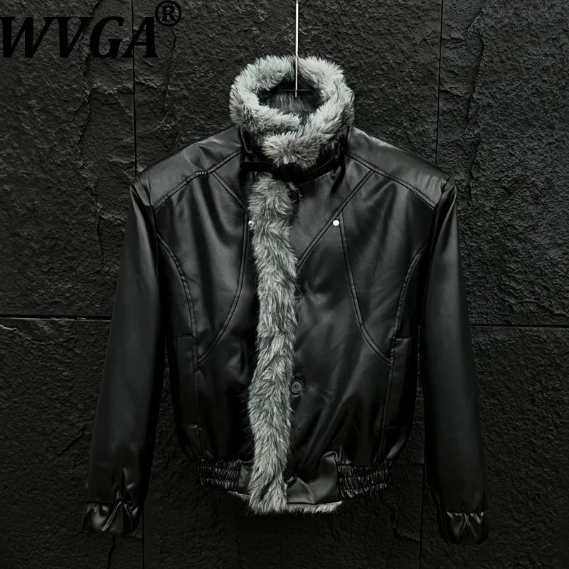 

WVGA Winter New Man Tide High Street Хлопковые короткие куртки с меховым воротником Нишевые стильные повседневные пальто с длинными рукавами Ins W14580