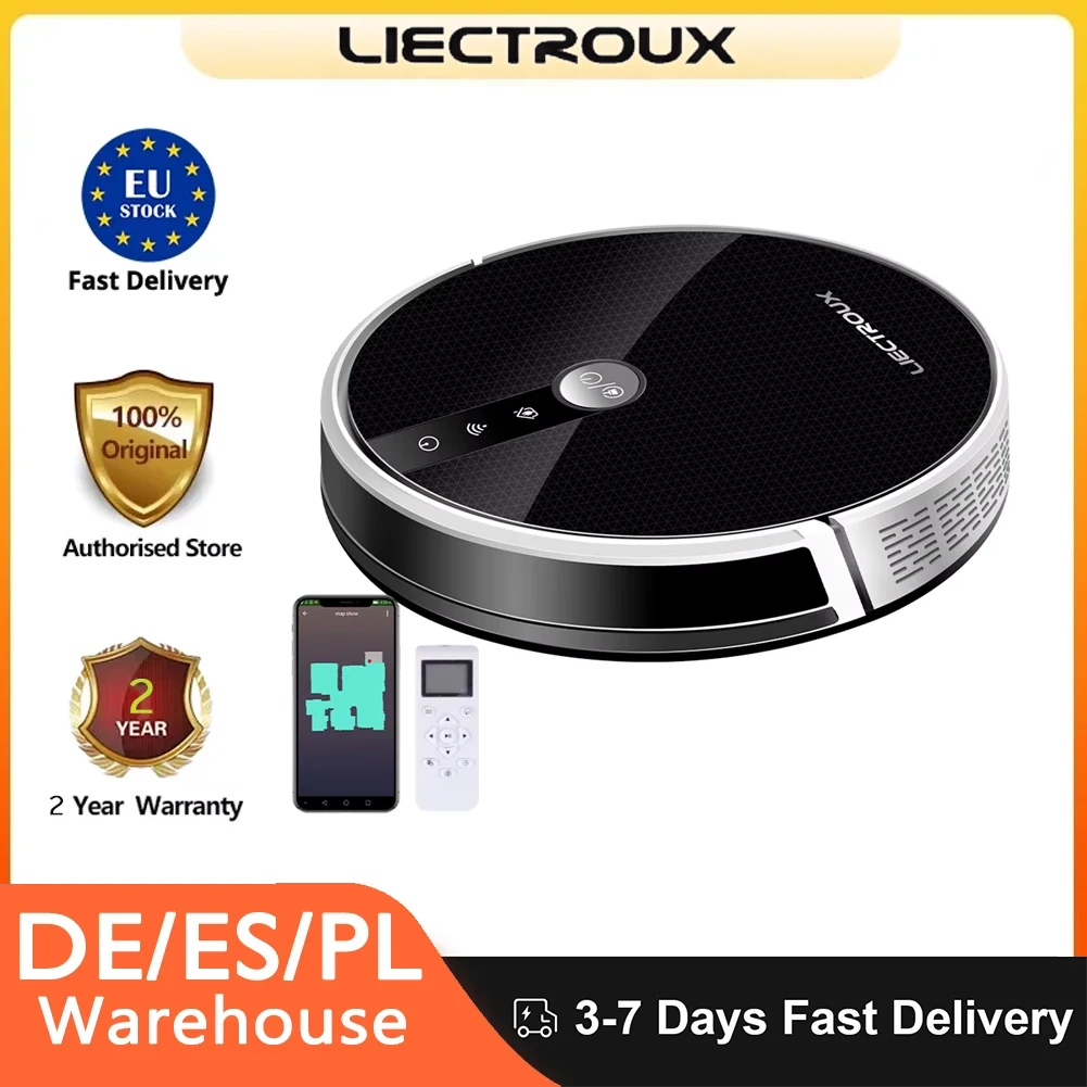 Liectroux C30B Robot Aspirapolvere 6000Pa Aspirazione con Ai Mappa Navigazione Partizione Intelligente App Wifi Serbatoio dell'Acqua Elettrico