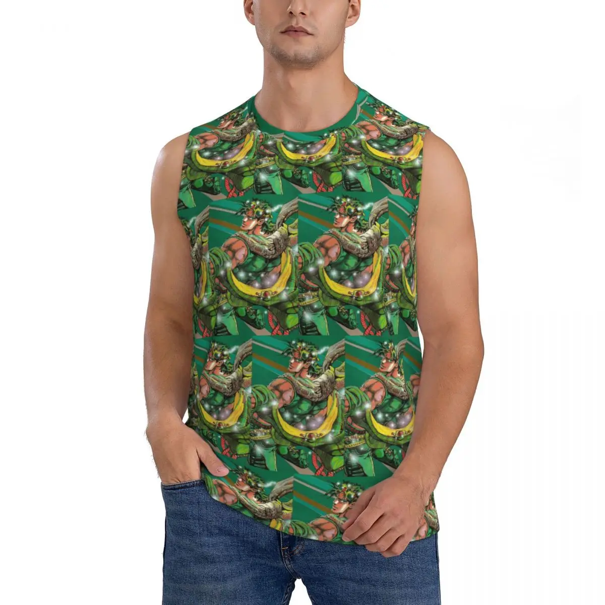 Jojo Bizarre Adventure Joseph Joestar Men Sleeveless Tank Tops Quick Dry Breathable Gym Fitness Running Summer Casual Sport Vest
