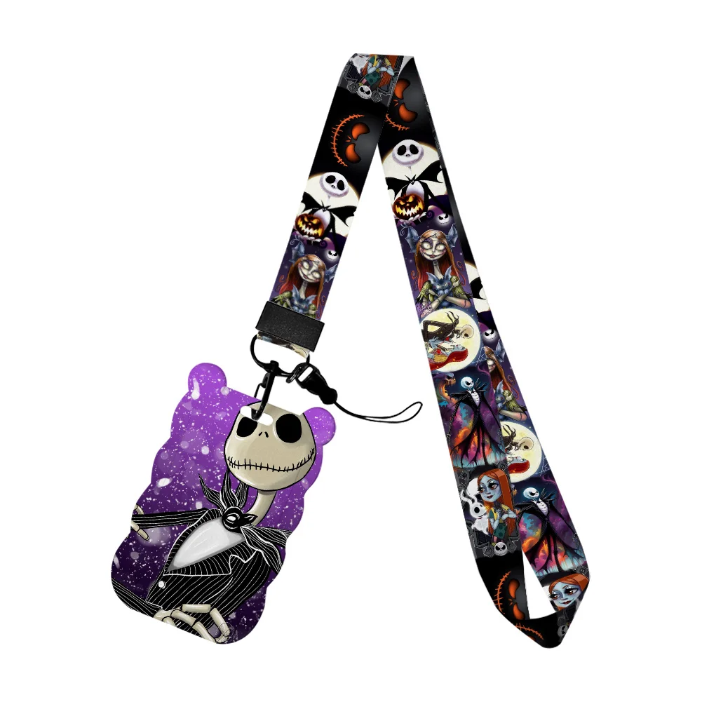 حامل بطاقة العمل كابوس جاك سالي شارة اسم عيد الميلاد مع سلاسل المفاتيح ملحقات حامل بطاقة الهوية الطالب