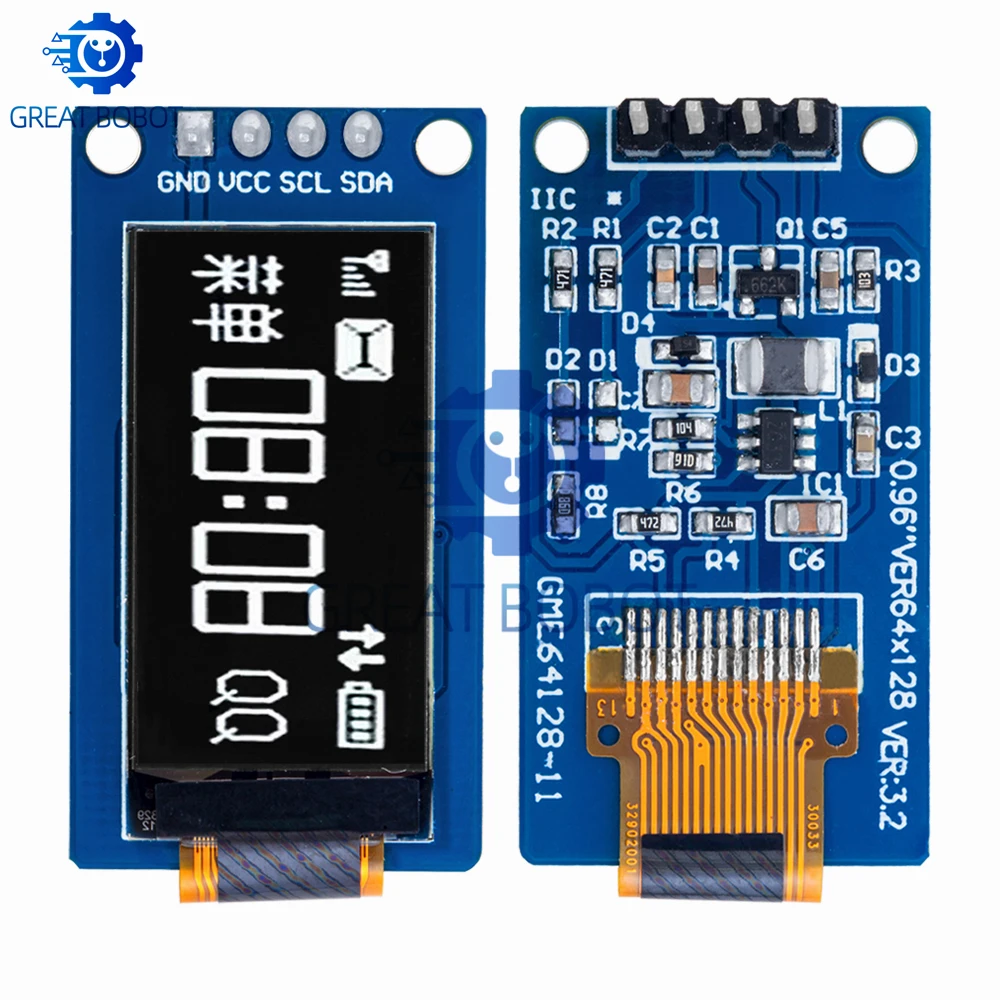 BS 0.96 - inch High - Contrast OLED Display: 64×128 Resolution SSD1107-Driven LCD Module, Vertical Screen-Perfect for Arduino