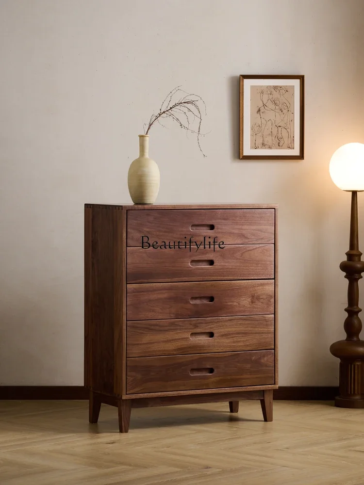 

North American black walnut chest of drawers bedroom home simple all solid wood drawer locker