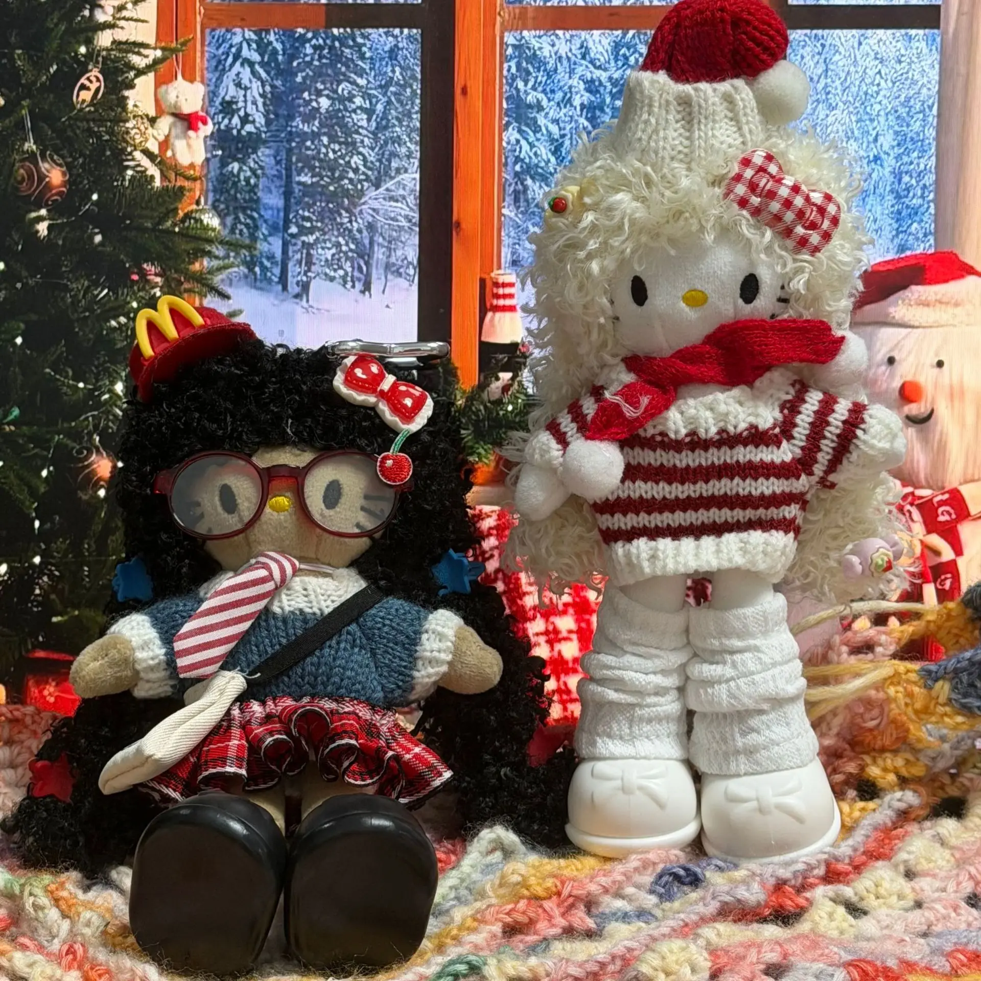 

Зимний котенок для девочек, длинные ноги, плюшевый брелок «Hello Kitty», супер милые длинные вьющиеся волосы, сказочный котенок, кошка, подарок на Рождество, день рождения