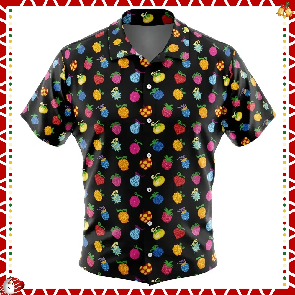 قطعة واحدة من فاكهة الشيطان قطعة واحدة بأزرار لأعلى قميص هاواي موضة الاتجاه تنفس فضفاض متعدد الاستخدامات عادية رياضية الصيف الرجال
