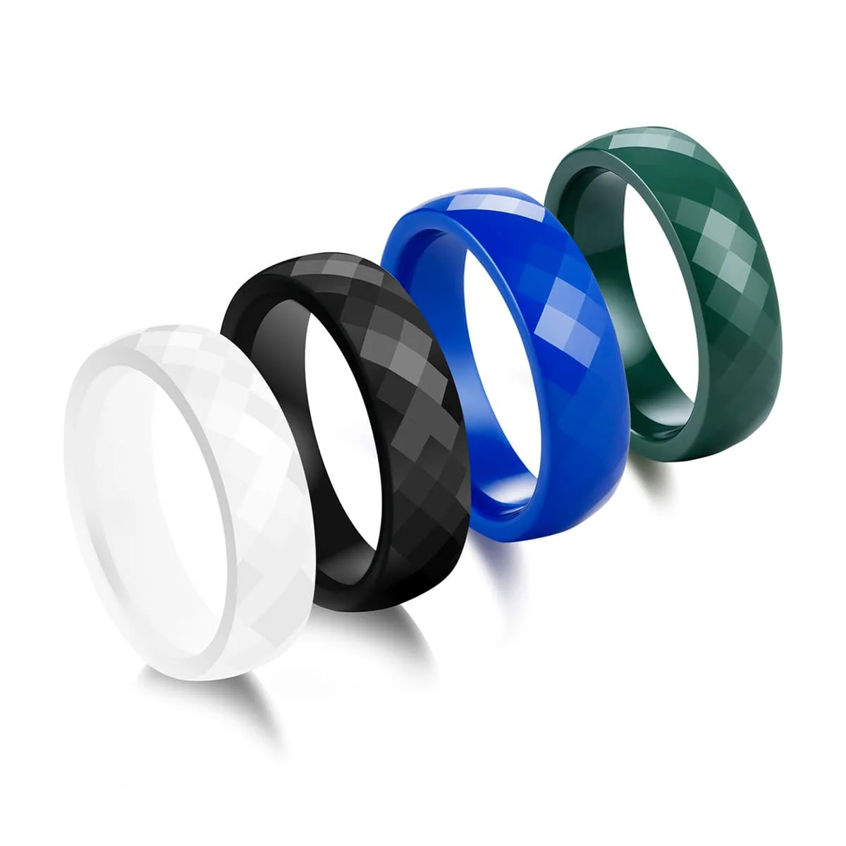 Anillo de boda de cerámica liso de 6 mm para hombre, negro, blanco, azul, verde, minimalista, anillo de promesa, hipoalergénico, regalo de joyería para él