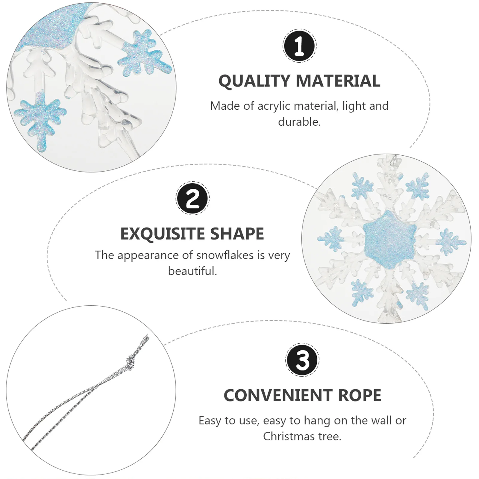

Blue Snowflake Ornament Translucent Acrylic Xmas Tree Decor Hanging Pendant For Christmas Party Home Wall Door Decoration Clear
