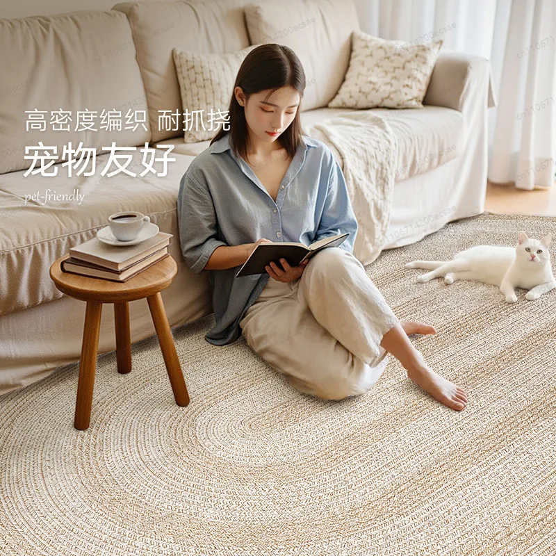 Jute glue-free carpet luxury home floor mat waterproof and odor-free foot pad dirt-resistant and scratch-resistant