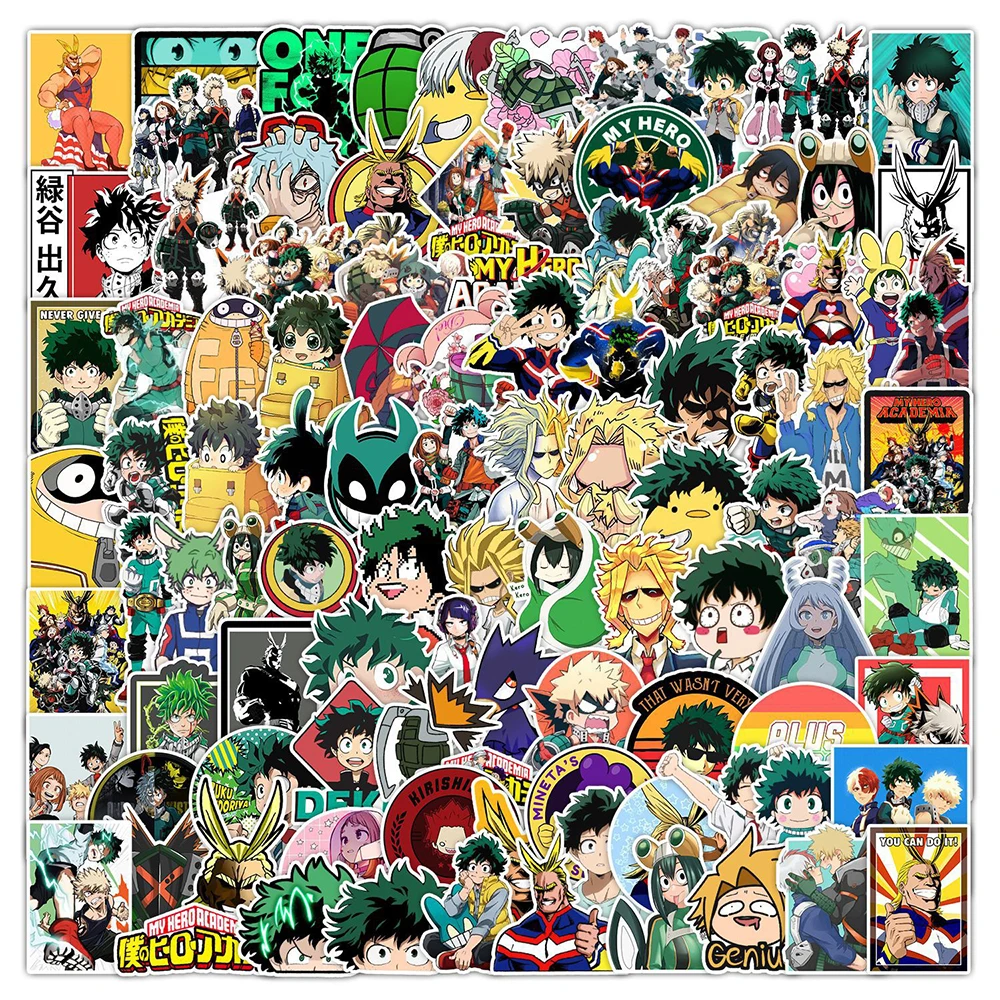 10/30/50/100 Uds. Pegatinas de Anime My Hero Academia Midoriya Izuku, Calcomanías de Dibujos Animados Geniales para Laptop, Teléfono, Equipaje, Guitarra, Juguete, Regalo