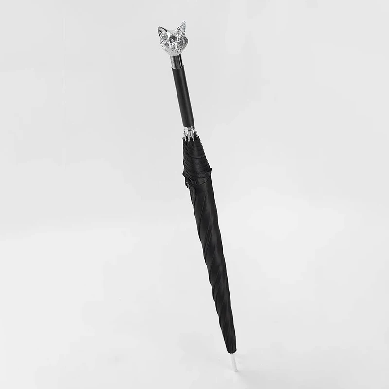 Luxury Metal Fox Head Umbrella Gold Silver Creative Retro Animal Head Umbrellas Windproof Automatic Long Handle Parasol Gift