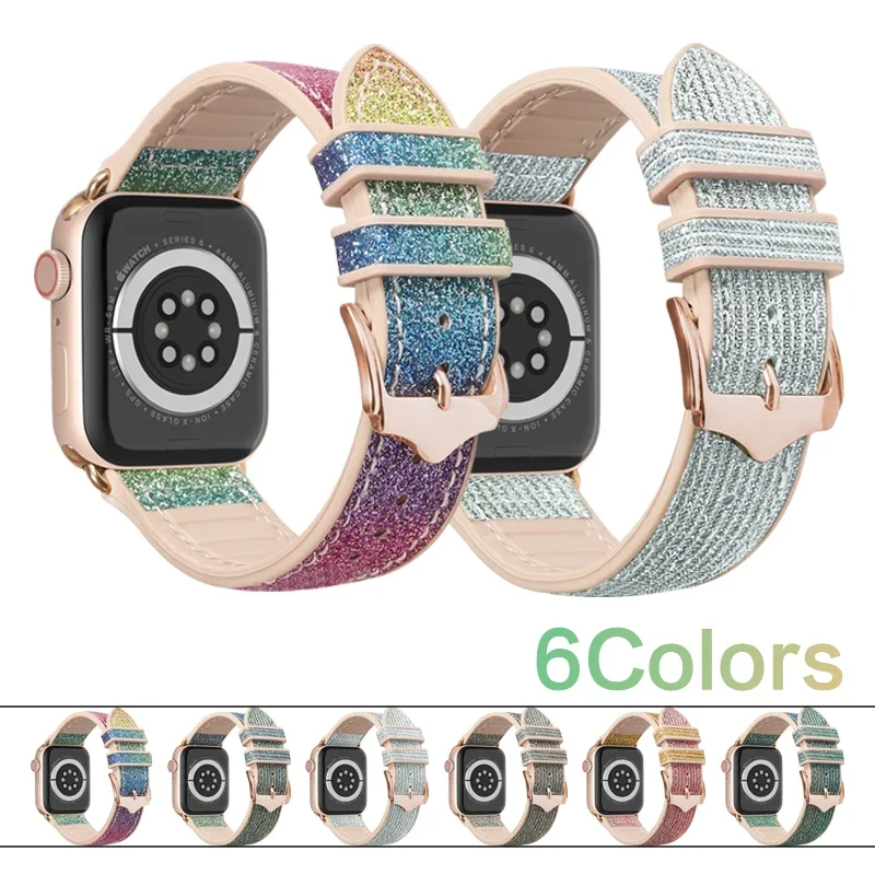 Кожаный + силиконовый ремешок для Apple Watch Ultra Band 44 мм 45 мм 49 мм 42 мм 46 мм Браслет для iwatch 10 9 8 7 6 5 4 SE 40 мм 41 мм