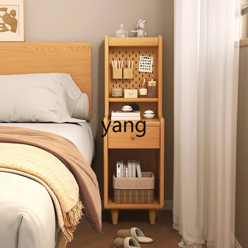 yjq all solid wood bedside table ultra-narrow simple small extremely narrow bedside storage cabinet