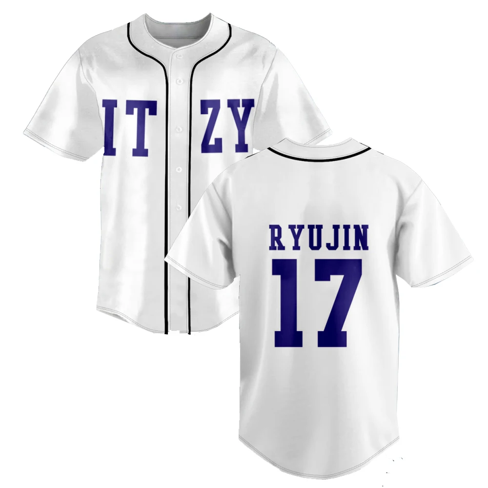 Kpop ITZY None of My Business Merch Baseball Jersey T-shirt Fashion V-Neck Short Sleeve Men Women's Tshirt 2023 Hip HopClothes