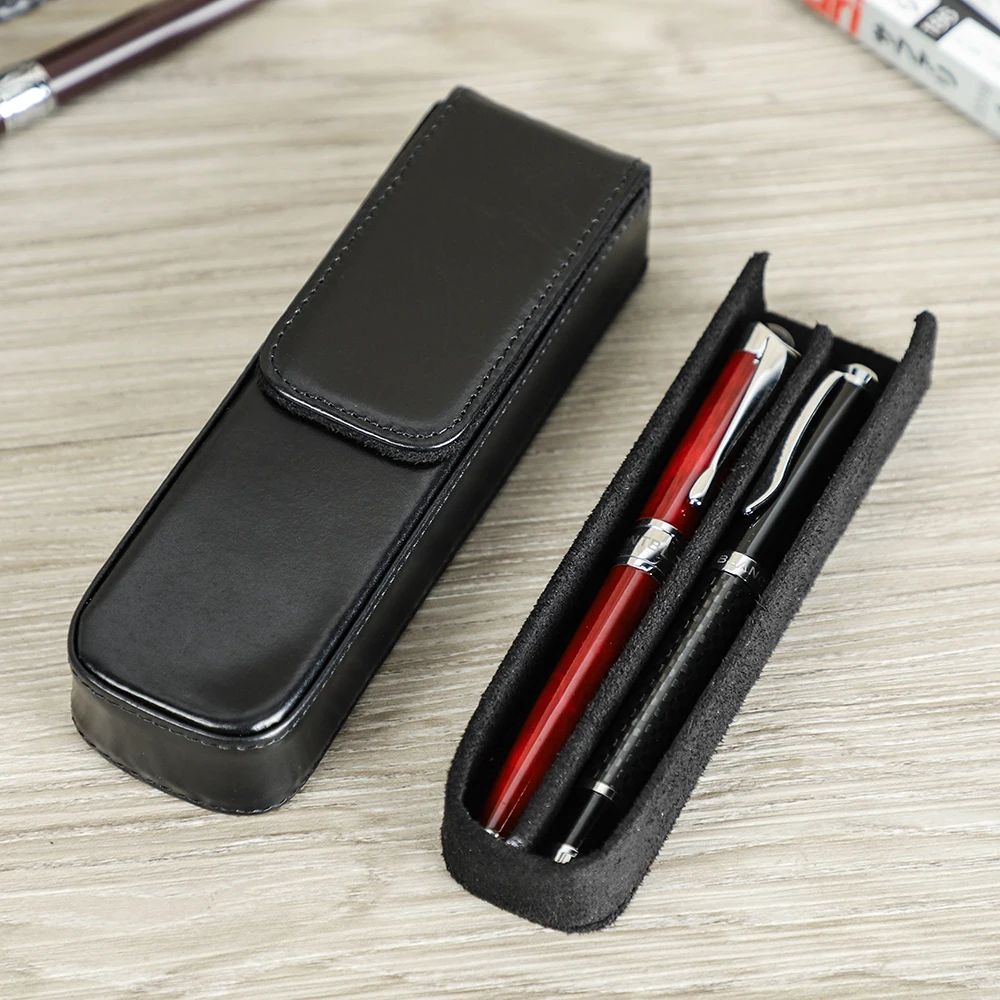 Handmade Genuine Leather Mini Pen Box Eco-friendly Pencil Case Pen Bag Pouch for Stationery Supplies Bag