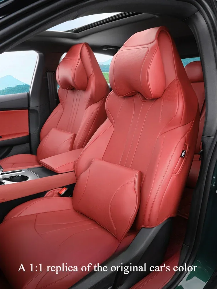 For Morris Garages MG MG7 2023-2025 Headrest Neck Waist Support Soft Breathable Leather Neck Pillow Sports Seats Waist Cushion