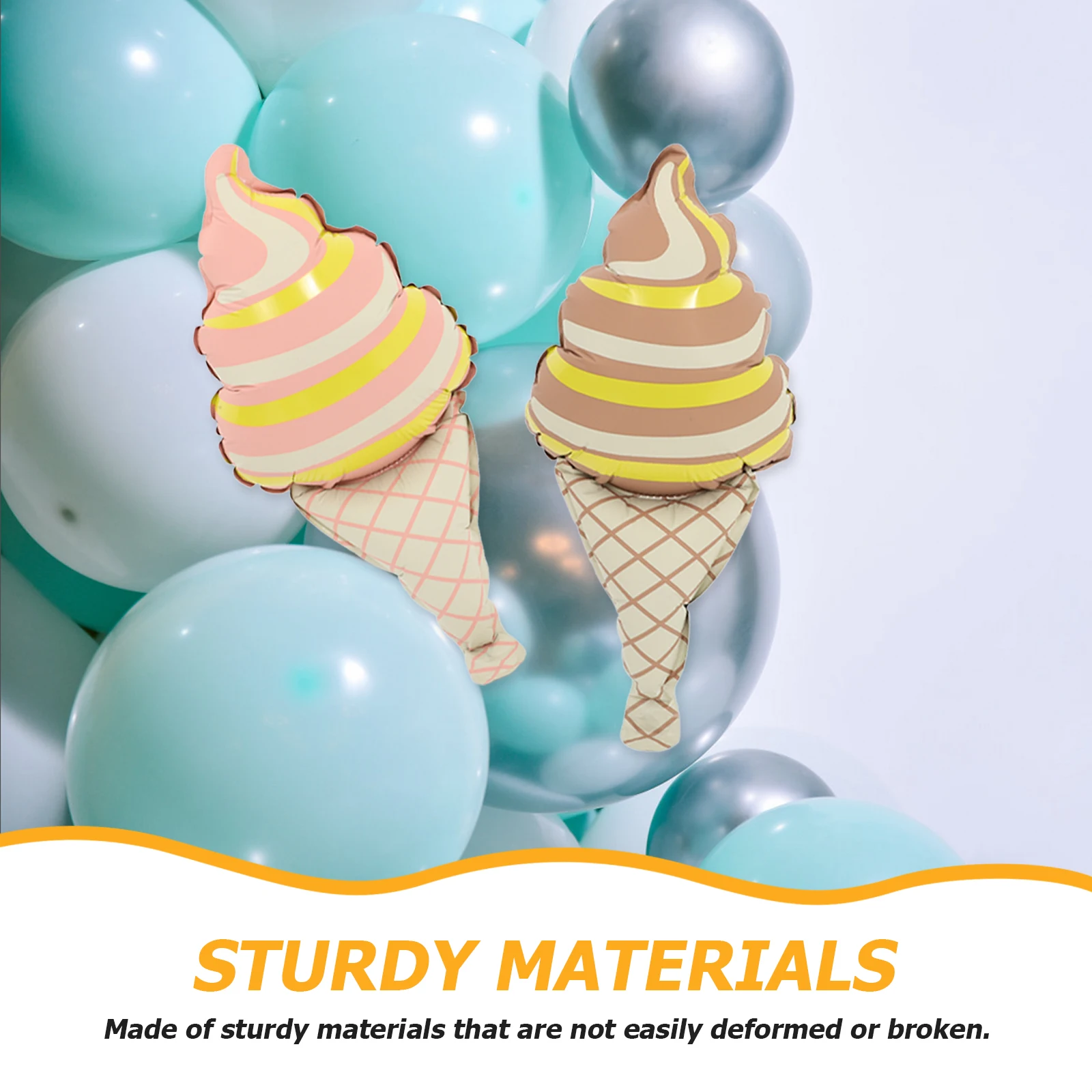 

4pcs Birthday Party Decoration Balloons Ice Cream Shaped Kids Ornaments Summer Supplies Handheld PVC Color Pattern