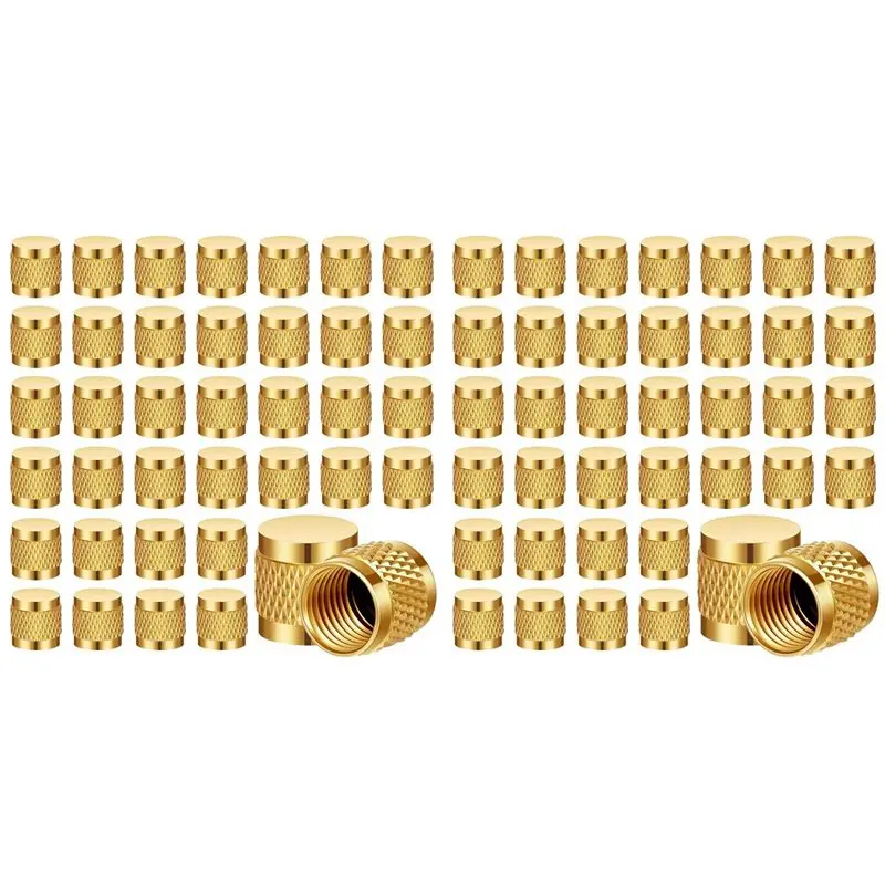 ABZS 120Pcs 1/4 Flare Cap Round Brass Fittings Caps W/O Ring Cap HVAC Valve Caps For Home Industrial Manufacturing Component
