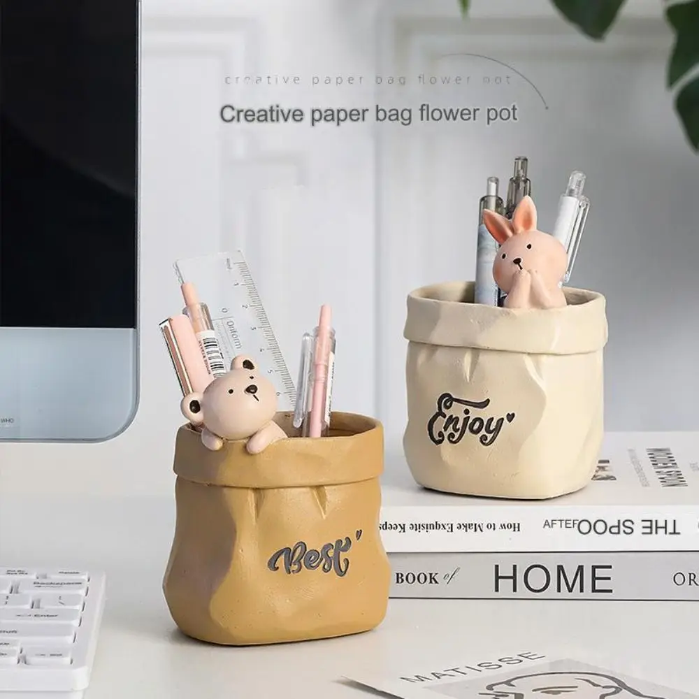 

Creative Multifunctional Cartoon Pen Holder Student Stationery Learning Supplies Pencilcase Desktop Mini Flowerpot Office School