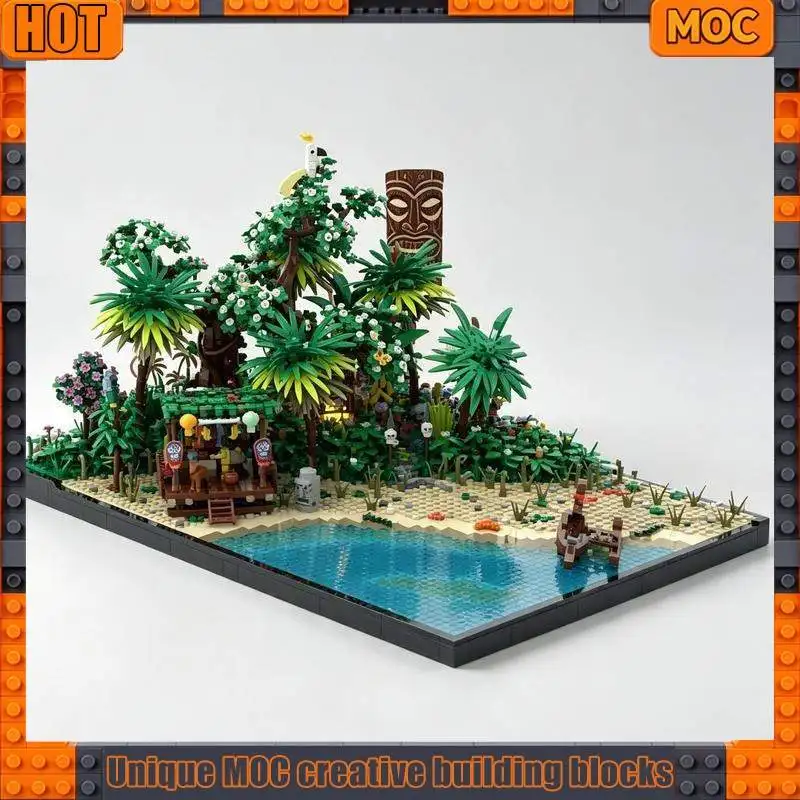 4610PCS Coral Reef Island Extension Building Blocks Tropical Beach Pirate Scene Model Custom Puzzle DIY Toy Gift Collection