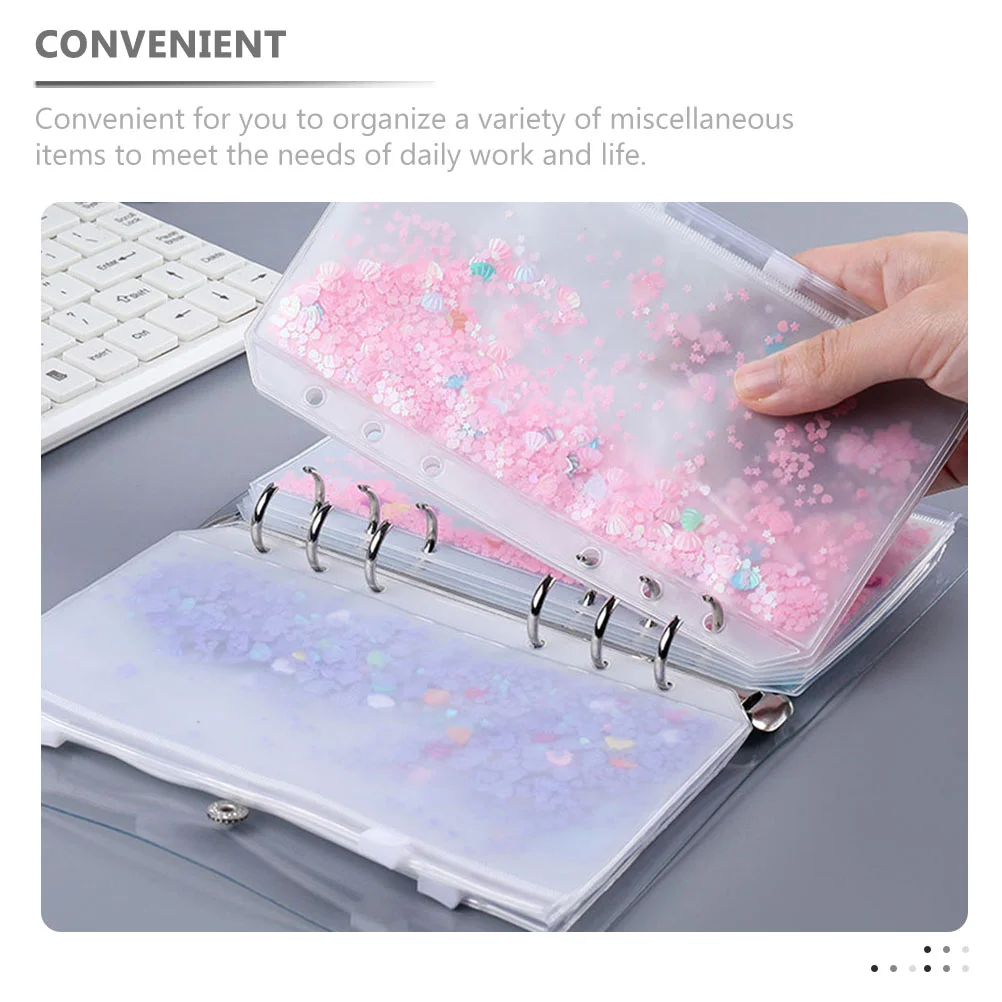 6 Pcs Loose-leaf Storage Bag Money Budget Binder Binders Planner with Cash Envelopes Zip Pouch File Bags Folders Zipper Sequins