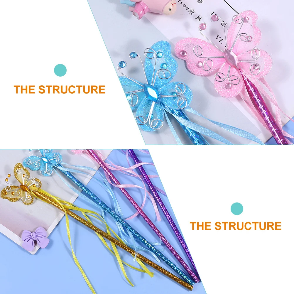 

8pcs Wands For Colorful Butterfly Party Favors Cosplay Props Photo Booth Dress Up