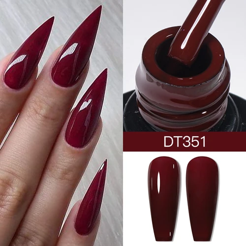 Esmalte de uñas de Gel rojo vino, 7ML, brillo rojo navideño, barniz semipermanente, suministros para uñas, esmalte de Gel para decoración de uñas LED UV DIY