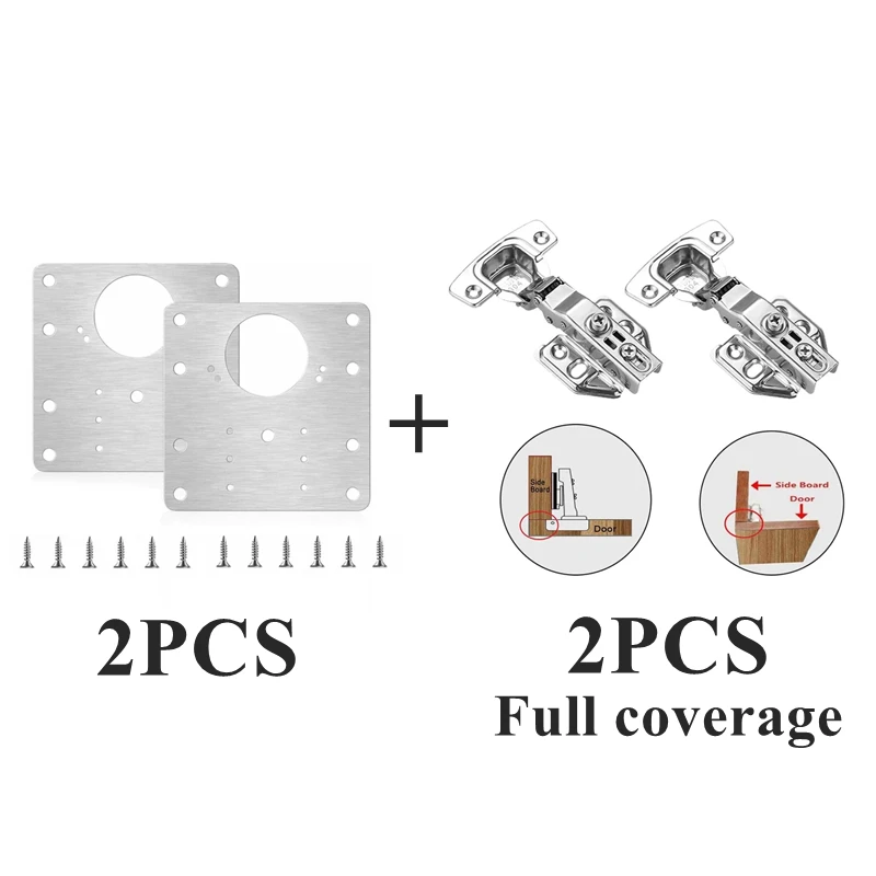2 Sets Stainless Steel Cabinet Door Hinge Repair Plate Cabinet Door Hinge Mounting Plate Kit with Screw Furniture Hardware Tools