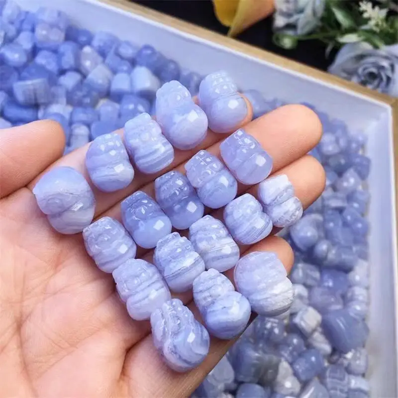 

5pcs Natural Blue Lace Agate Pixiu Carving Crystal Figurine Healing Quartz Reiki Lucky Cute Festival Gift 11-16mm