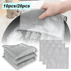 Rust Removal Cleaning Cloth Kitchen Magic Dishwashing Towel Metal Steel Wire Cleaning Rag Microwave Stove Clean Tools Dish Cloth