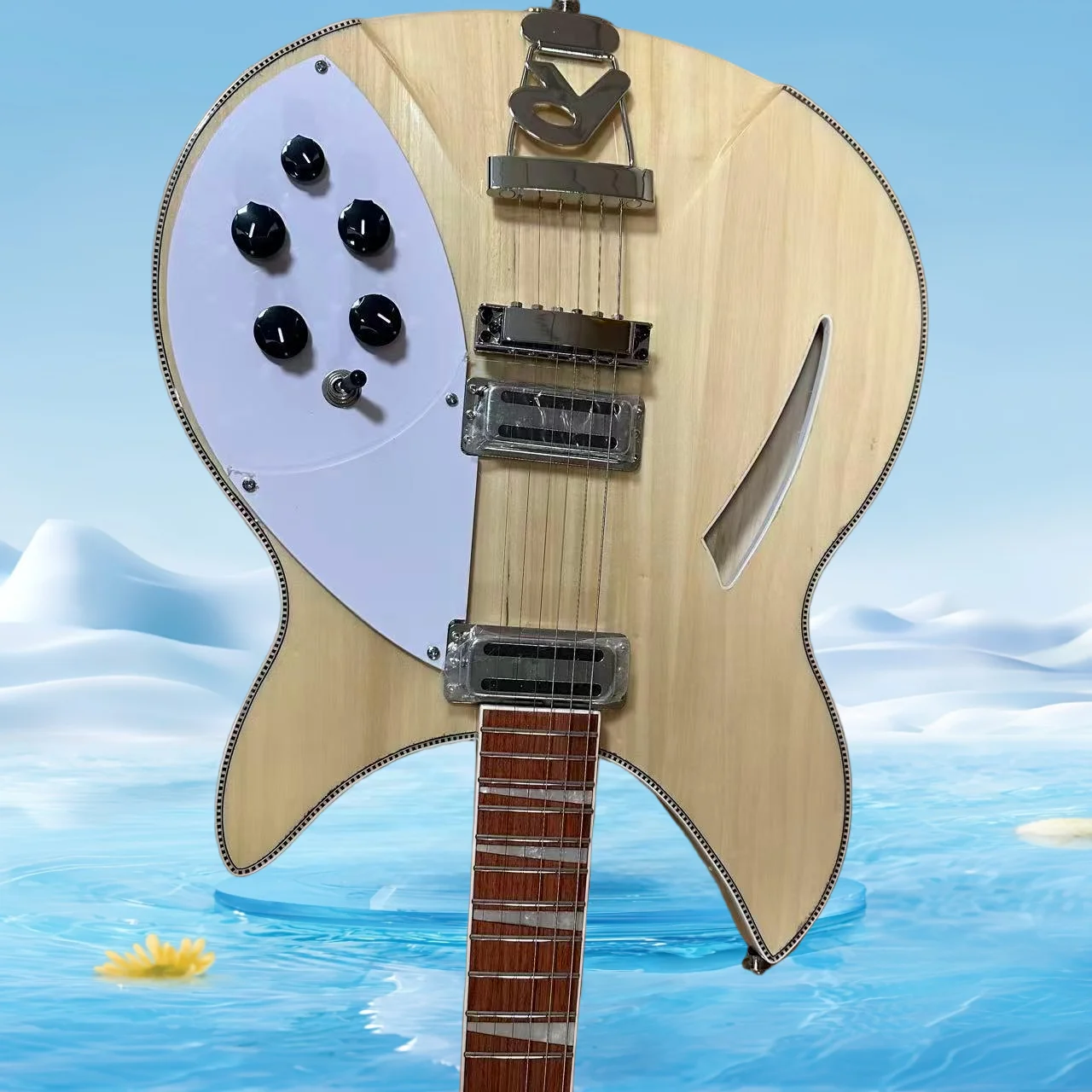 

6 String Guitar, Rick 360 cherry red Natural color sunburst Guitar Semi Hollow body 2026，high quality