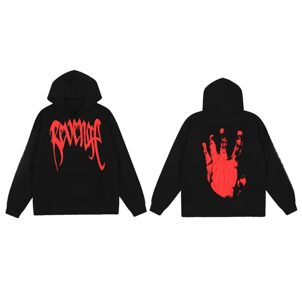 2024 Hot Selling Revenge Hoodie Keel Smoke Printed Couple Skull American Men and Women Loose High Street Hoodie Fanshion Hoodies