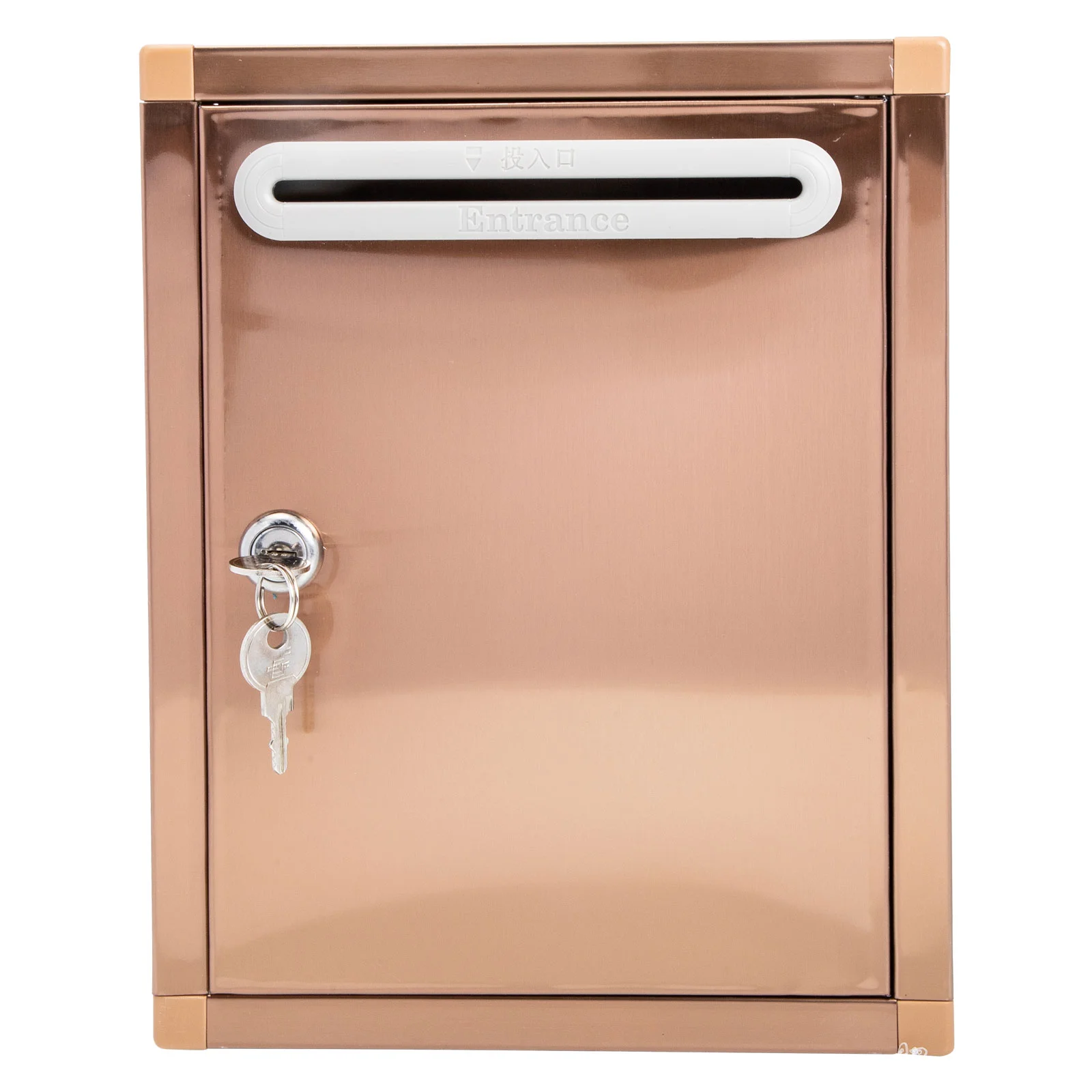 Stainless Steel Mailbox Office Wall-mount Mailboxes Supplies Letter Storage Container Metal with Lock