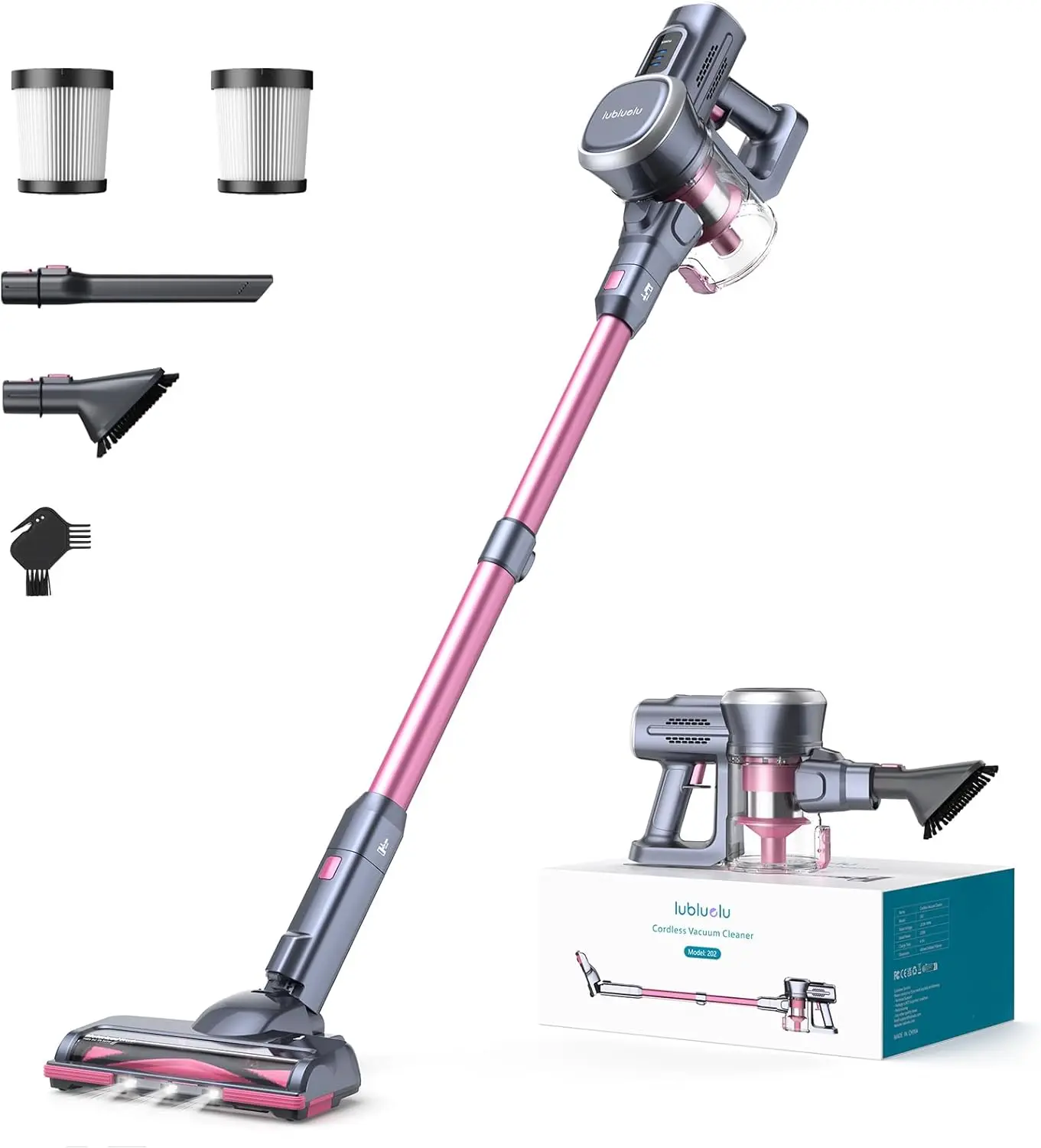 

Lubluelu Cordless Vacuum Cleaner,25000Pa Cordless Stick Vacuum w/ 235W Brushless Motor, Detachable Battery, Self-Standing Vacuum