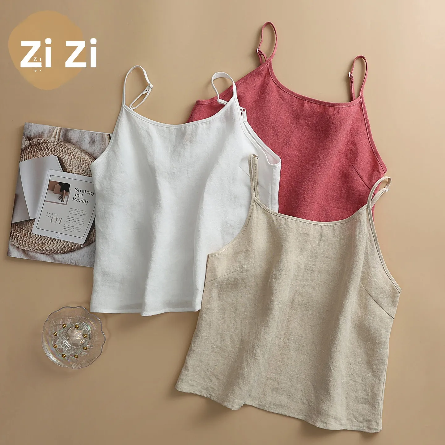 

Women's Hemp Vest Summer New Sle Strapl Svel Base Layer Top Outerwear Faionable Low round Ne Daily Wear