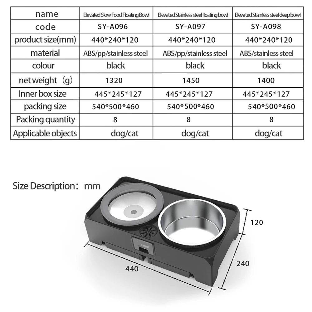 Elevated Dog Bowls,Stainless Steel Raised Dog Double Bowl with Adjustable Stand,Slow Food Bowl 4 Heights for Pet Cat Food Water