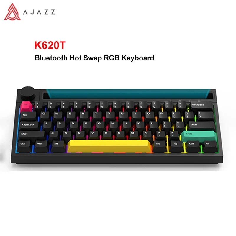 

AJAZZ K620T Bluetooth Mechanical Keyboard 62 Keys RGB Backlit Wireless Dual-mode Gaming Keyboard Hot Swap Keyboard for PC Laptop