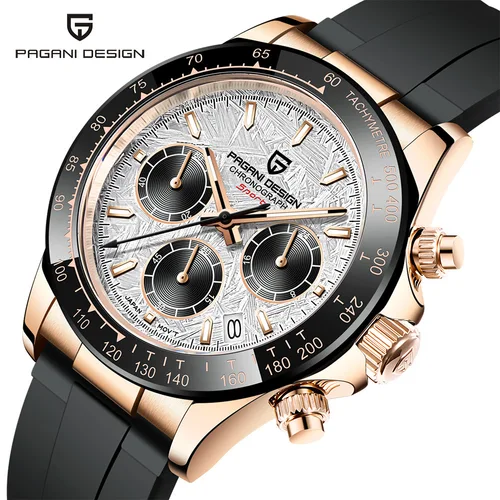Relojes de pulsera PAGANI DESIGN PD-1664 de lujo Japón VK63 Movt de cuarzo zafiro cronógrafo resistente al agua Reloj dorado para Hombre