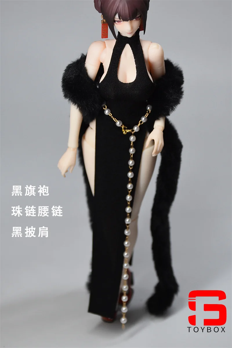 Auf Lager 1/12 Skala Sexy Hängenden Hals Cheongsam Taille Kette Kleidung Modell Fit 6 Zoll Weibliche Soldat Action Figur Körper