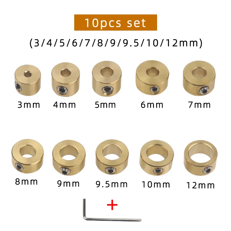 3-12mm Boor Gereedschap Messing Diepte Stop Kragen Ring Positioner Ring Met Inbussleutel Voor Houtbewerking boor Locator Gereedschap