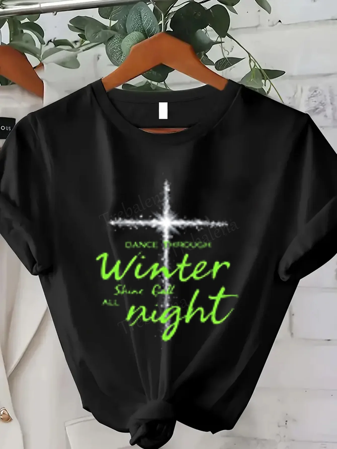 Women T-shirt Winter Night Shine Cross Print Women's T-Shirt