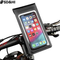Bike Holder Waterproof Pouch Bag Bicycle Phone Case TPU Touchscreen with Rain Cover Handlebar Mirror Motorcycle Stand Mount